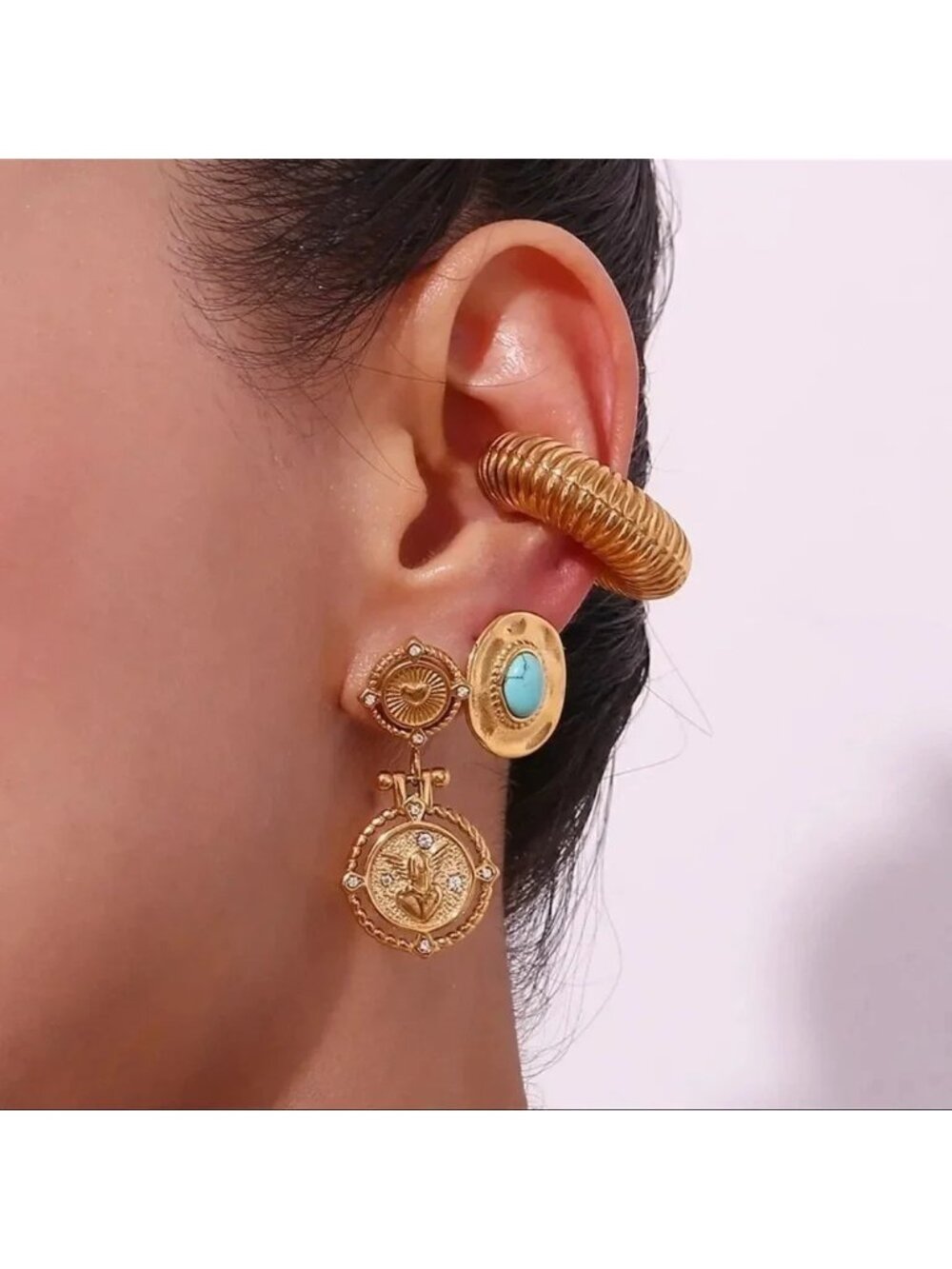 Angel Wing 18K Gold Plated Stainless Steel Waterproof Earrings